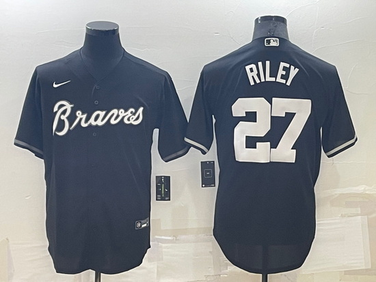 Men Atlanta Braves 27 Austin Riley Black Cool Base Stitched Baseball Jersey