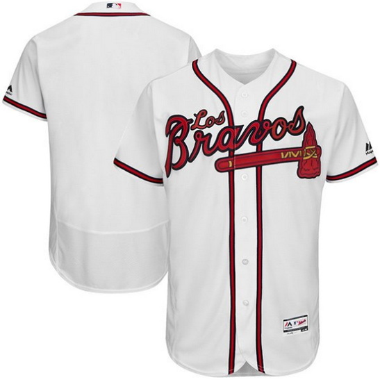 Men Atlanta Braves Blank White Los Bravos Flex Base Stitched Baseball Jersey