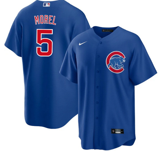 Men Chicago Cubs 5 Christopher Morel Chicago Blue Cool Base Stitched Baseball Jersey