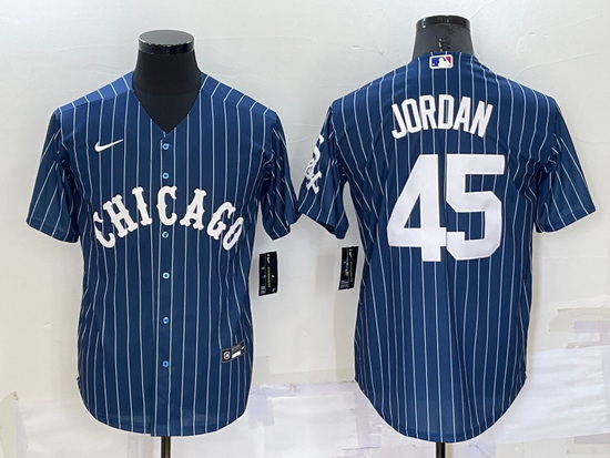 Men Chicago White Sox 45 Michael Jordan Navy Cool Base Stitched Jersey