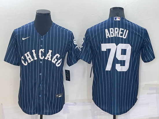 Men Chicago White Sox 79 Jose Abreu Navy Cool Base Stitched Jersey