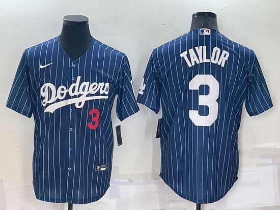 Men Los Angeles Dodgers 3 Chris Taylor Navy Cool Base Stitched Baseball Jersey