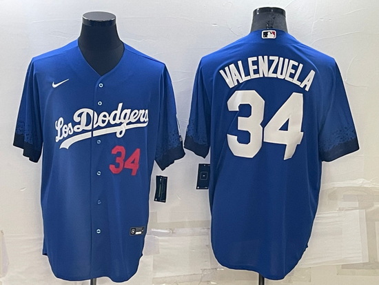 Men Los Angeles Dodgers 34 Toro Valenzuela Royal City Connect Cool Base Stitched Baseball Jersey