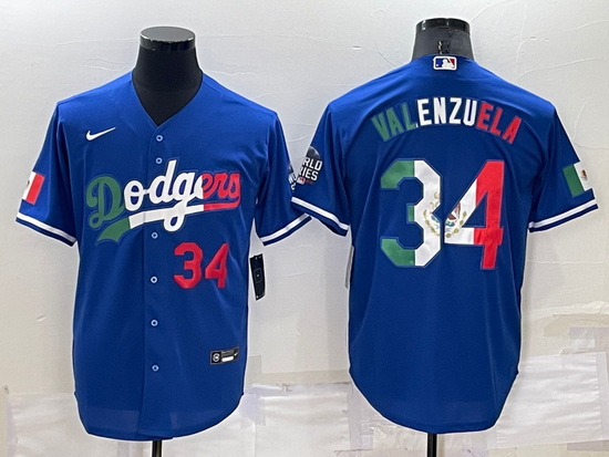 Men Los Angeles Dodgers 34 Toro Valenzuela Royal Mexico Cool Base Stitched Baseball Jersey