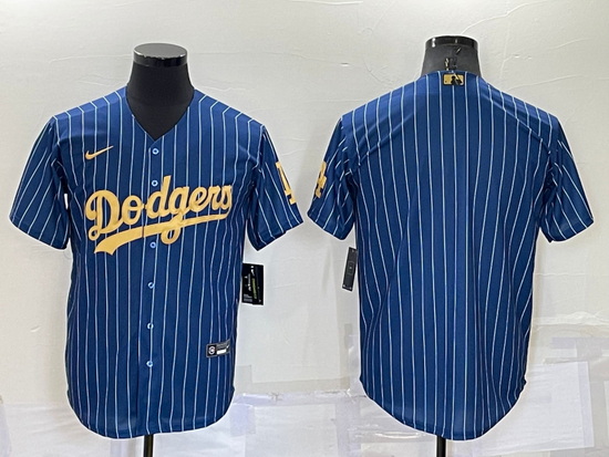 Men Los Angeles Dodgers Blank Navy Gold Cool Base Stitched Baseball Jersey