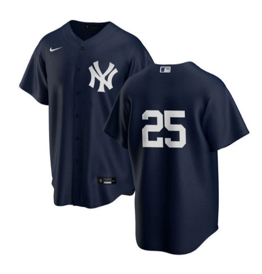 Men New York Yankees 25 Gleyber Torres Navy Cool Base Stitched Baseball Jersey