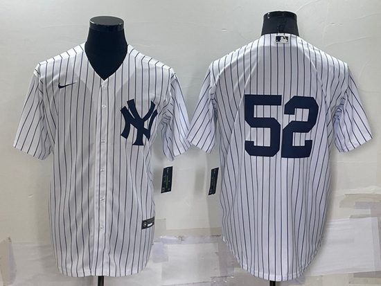 Men New York Yankees 52 C C  Sabathia White Cool Base Stitched Jersey