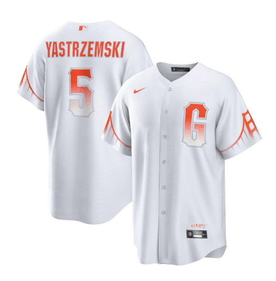 Men San Francisco Giants 5 Mike Yastrzemski White City Connect Cool Base Stitched Baseball Jersey