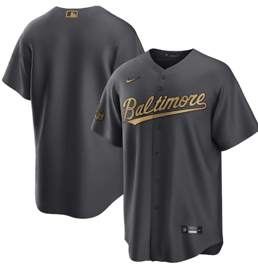 Men Baltimore Orioles Blank 2022 All Star Cool Base Charcoal Stitched Baseball Jersey