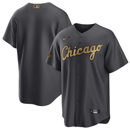 Men Chicago White Sox Blank 2022 All Star Charcoal Cool Base Stitched Baseball Jersey