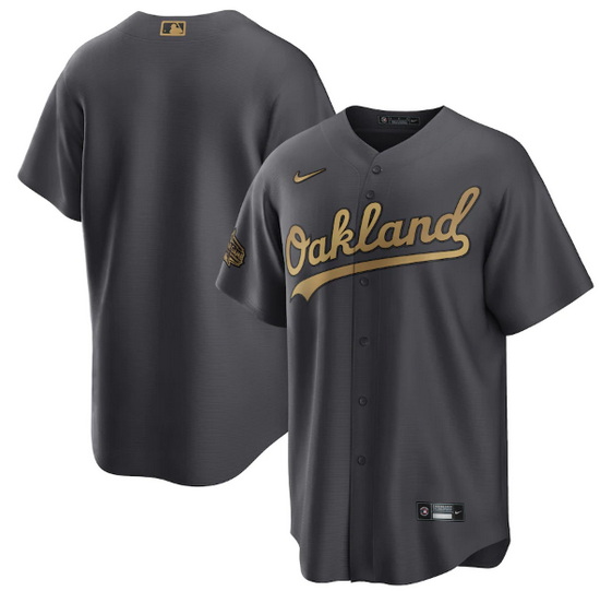 Men Oakland Athletics Blank 2022 All Star Charcoal Cool Base Stitched Baseball Jersey