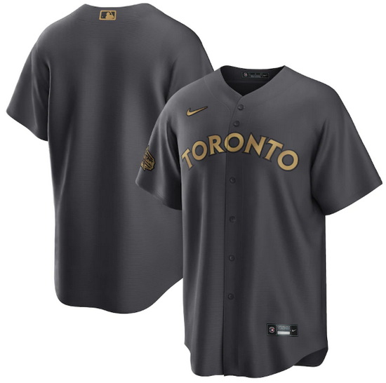 Men Toronto Blue Jays Blank 2022 All Star Charcoal Cool Base Stitched Baseball Jersey