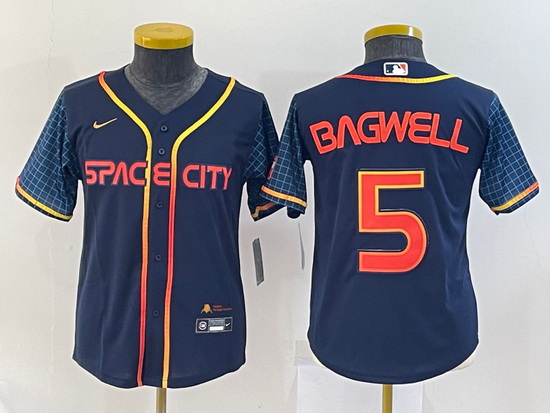 Women Houston Astros 5 Jeff Bagwell 2022 Navy City Connect Stitched Jersey