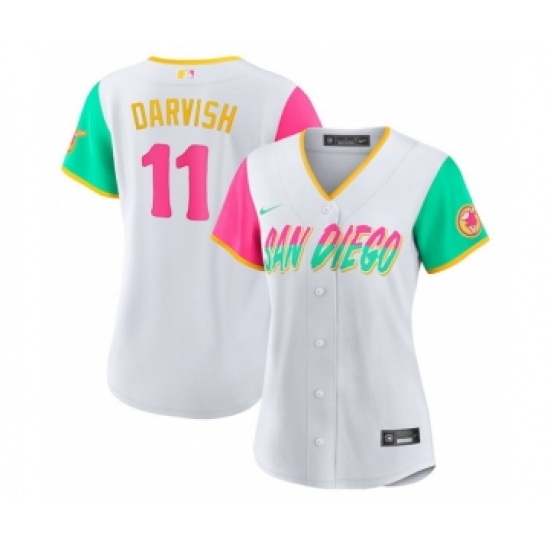 Women's San Diego Padres #11 Yu Darvish White 2022 City Connect Cool Base Stitched Baseball Jersey