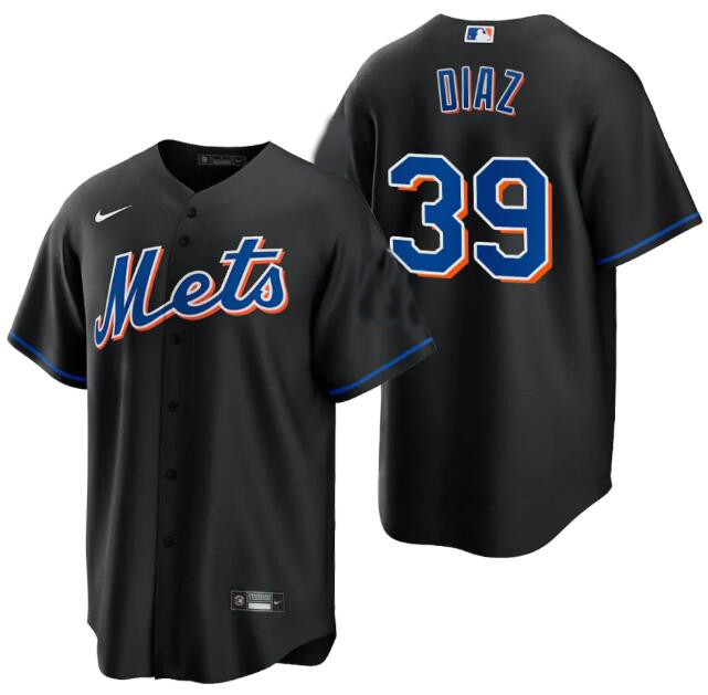 Men Nike New York Mets #39 Edwin Diaz Stitched black jersey