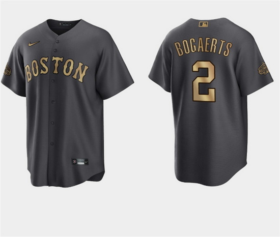 Men Boston Red Sox 2 Xander Bogaerts 2022 All Star Charcoal Cool Base Stitched Jersey