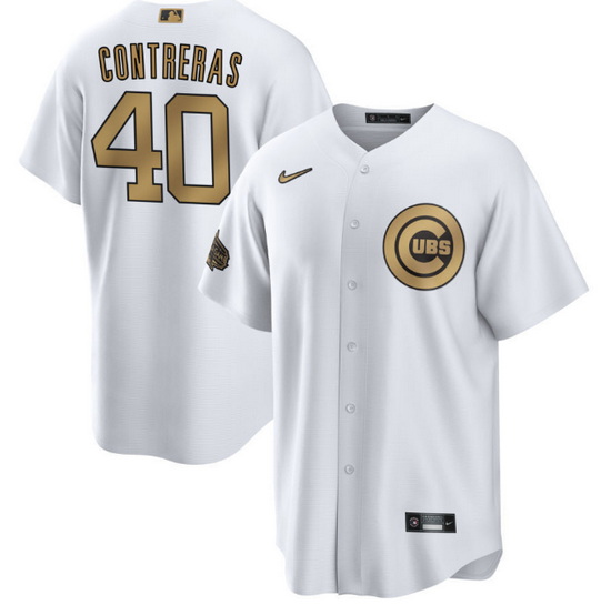 Men Chicago Cubs 40 Willson Contreras 2022 All Star White Cool Base Stitched Baseball Jersey