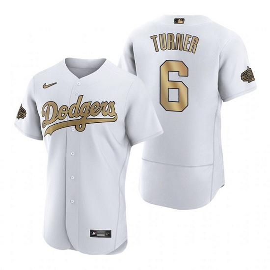 Men Los Angeles Dodgers 6 Trea Turner 2022 All Star White Flex Base Stitched Baseball Jersey