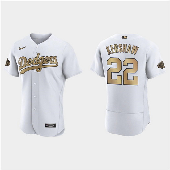 Men Los Angeles Dodgers 22 Clayton Kershaw 2022 All Star White Flex Base Stitched Baseball Jersey