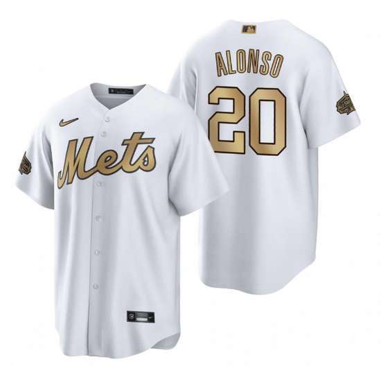 Men New York Mets 20 Pete Alonso 2022 All Star White Cool Base Stitched Baseball Jersey