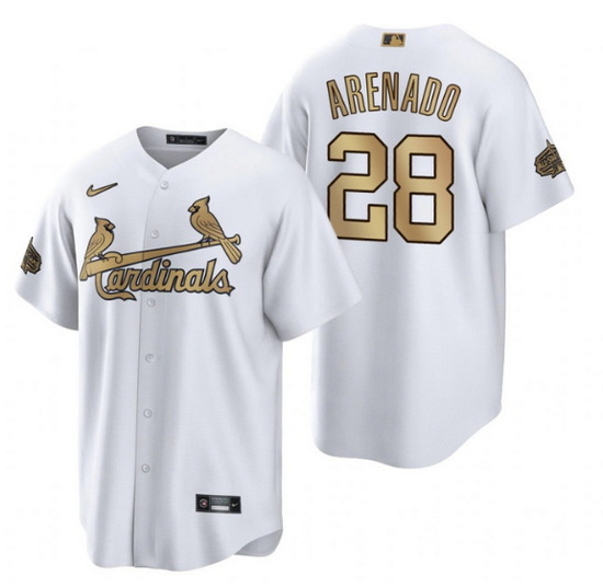 Men St  Louis St.Louis Cardinals 28 Nolan Arenado 2022 All Star White Cool Base Stitched Baseball Je