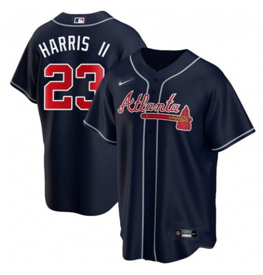 Men Atlanta Braves 23 Michael Harris II Navy Cool Base Stitched Baseball Jersey