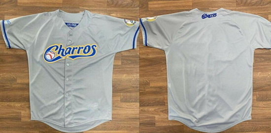 Men Charros De Jalisco Blank Gray Stitched Baseball Jersey