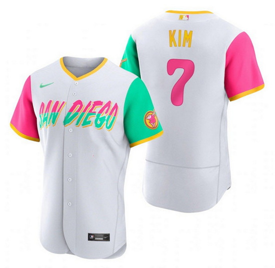 Men San Diego Padres 7 Ha Seong Kim 2022 White City Connect Flex Base Stitched Baseball Jersey