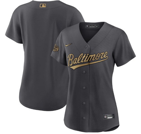 Women Baltimore Orioles Blank 2022 All Star Charcoal Stitched Baseball Jersey