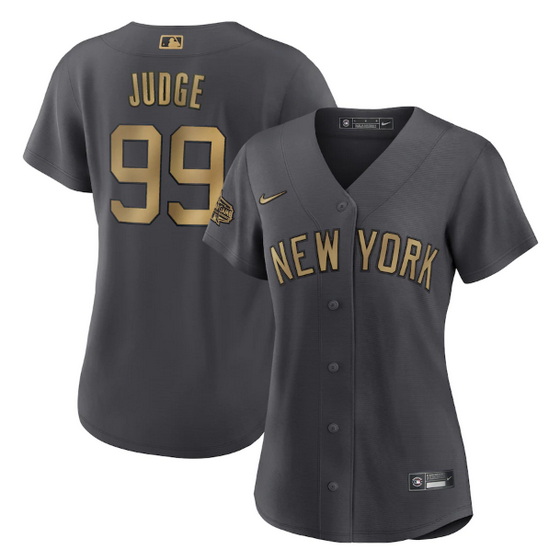 Women New York Yankees 99 Aaron Judge 2022 All Star Charcoal Stitched Baseball Jersey