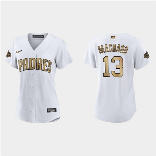 Women San Diego Padres 13 Manny Machado 2022 All Star White Stitched Baseball Jersey