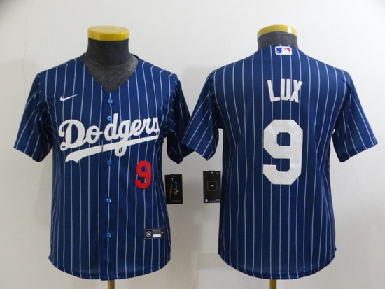 Youth Los Angeles Dodgers 9 Gavin Lux Blue Stitched Jersey