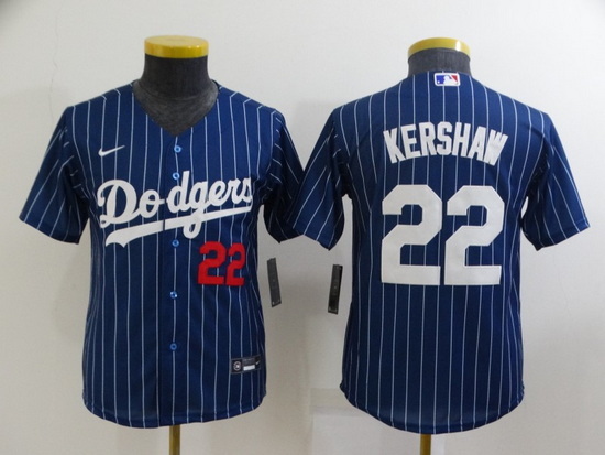 Youth Los Angeles Dodgers 22 Clayton Kershaw Blue Stitched Jersey