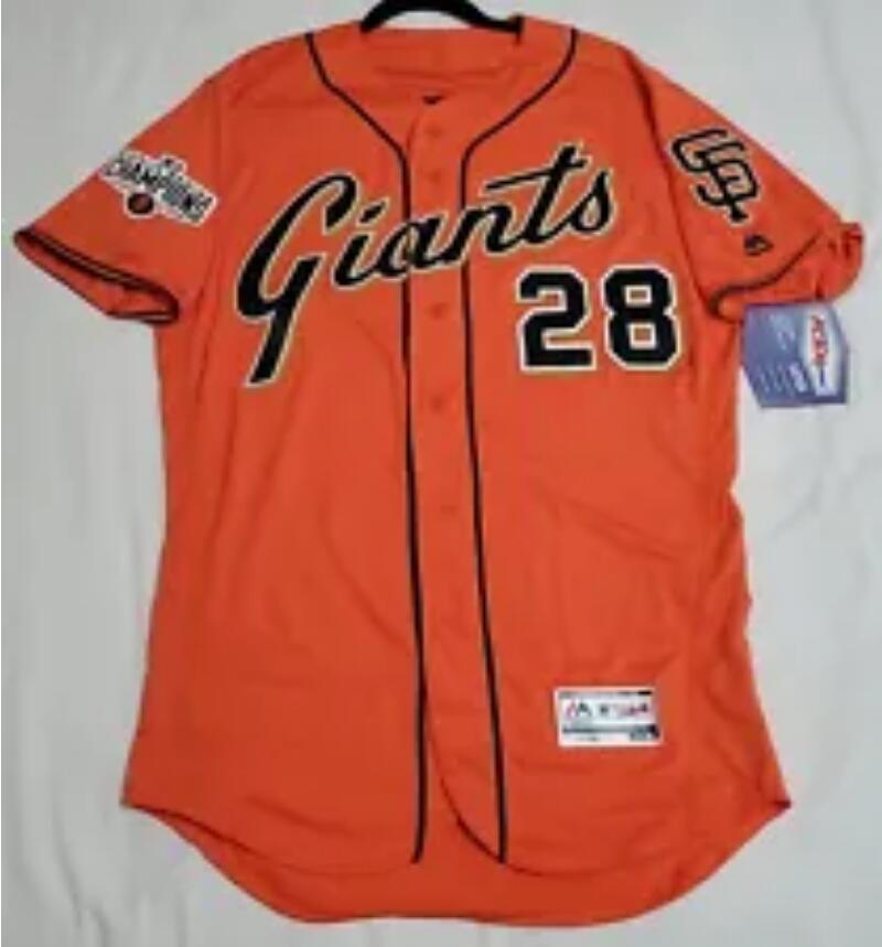 Men 2014 World Series San Fran giants buster Posey Orange Jersey