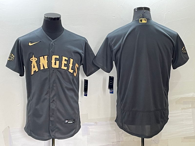 Men Los Angeles Angels Blank 2022 All Star Charcoal Flex Base Stitched Jersey