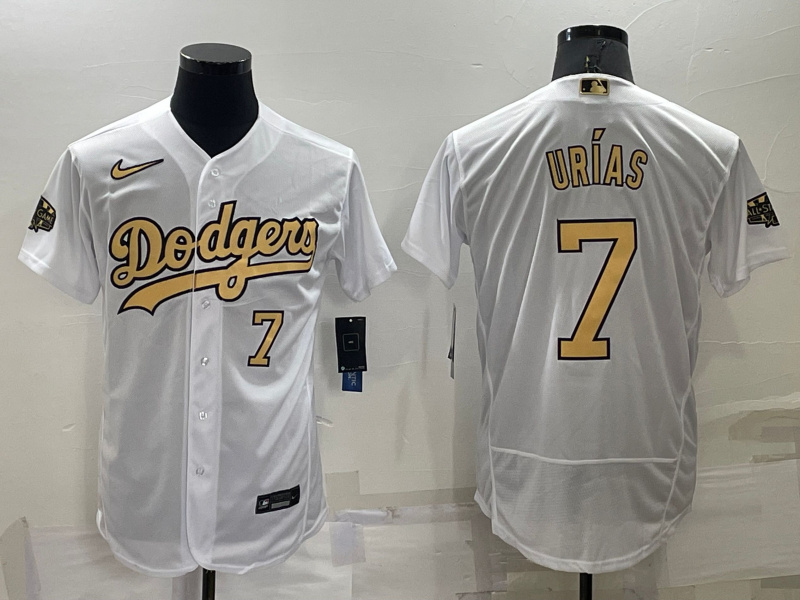 Men Los Angeles Dodgers 7 Julio Ur EDas 2022 All Star White Flex Base Stitched Baseball Jersey