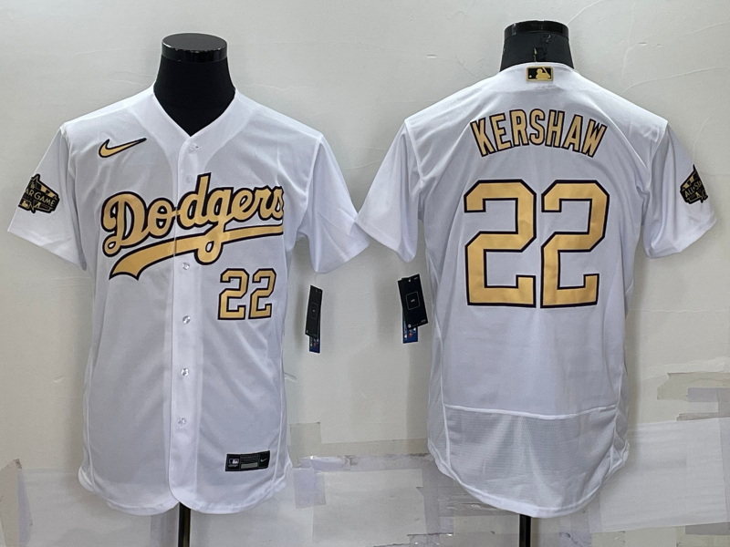 Men Los Angeles Dodgers 22 Clayton Kershaw 2022 All Star White Flex Base Stitched Baseball Jersey