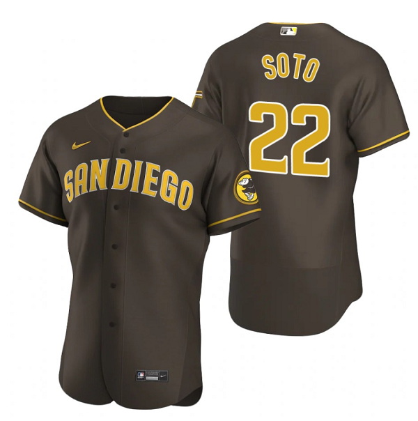 Men San Diego Padres 22 Juan Soto Brown Flex Base Stitched Baseball Jersey