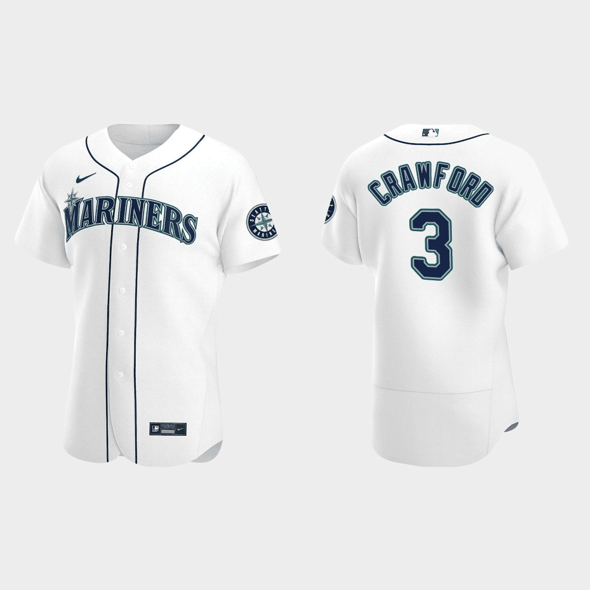 Men Seattle Mariners 3 J P  Crawford White Flex Base Stitched Jersey