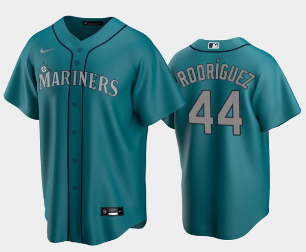 Men Seattle Mariners 44 Julio Rodr EDguez Aqua Cool Base Stitched Jersey