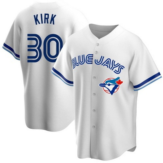 Men Nike Toronto Blue Jays #30 Alejandro Kirk White Home Stitched Cool Base Player Jersey