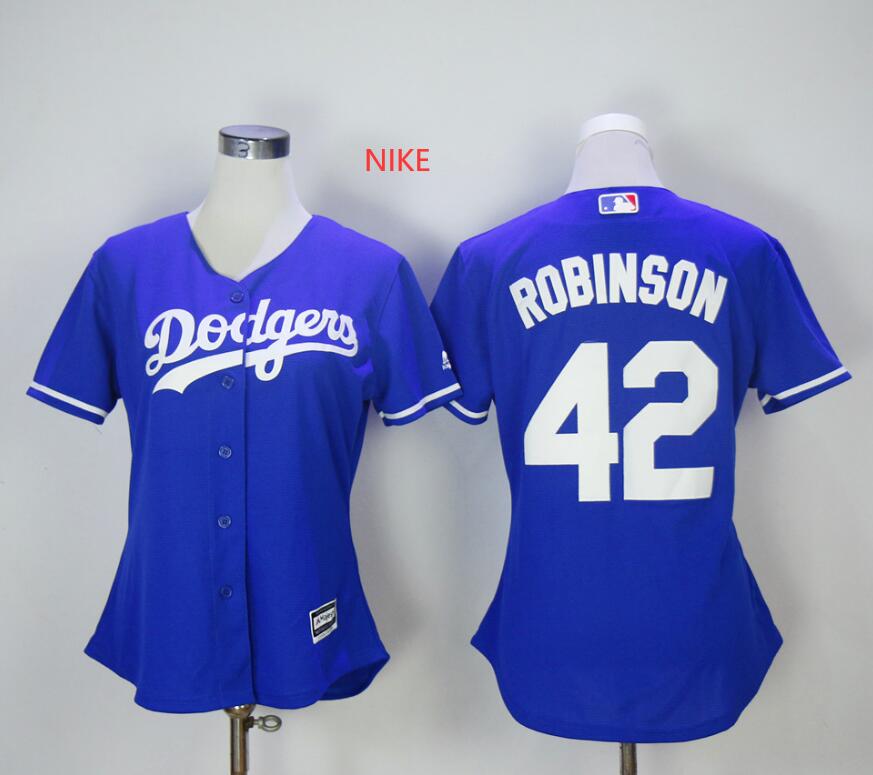 Womens Los Angeles Dodgers 42 Jackie Robinson Royal Blue Cool Base MLB Jersey