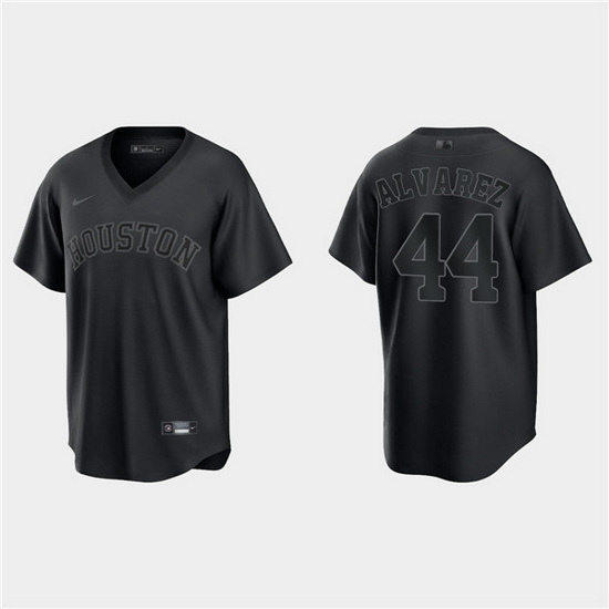 Men Houston Astros 44 Yordan Alvarez Black Pitch Black Fashion Replica Stitched Jersey