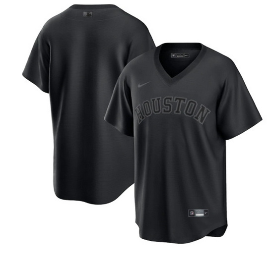 Men Houston Astros Blank Black Pitch Black Fashion Replica Stitched Jersey