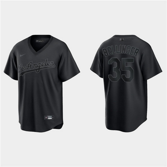 Men Los Angeles Dodgers 35 Cody Bellinger Black Pitch Black Fashion Replica Stitched Jersey