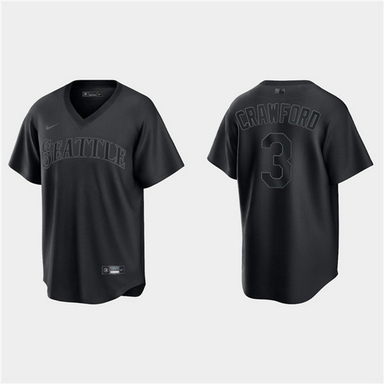 Men Seattle Mariners 3 J P  Crawford Black Pitch Black Fashion Replica Stitched Jersey