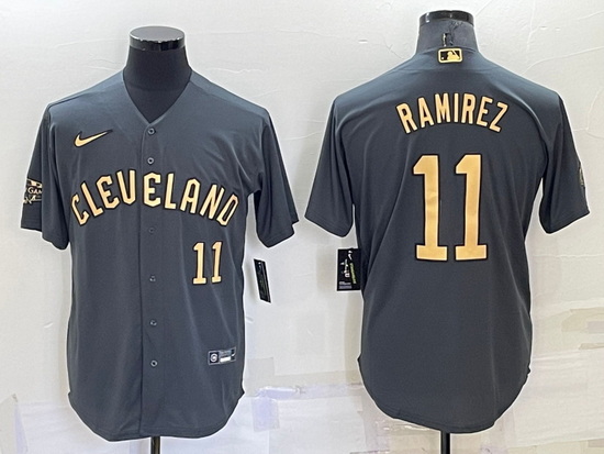 Men Cleveland Guardians 11 Jos E9 Ram EDrez 2022 All Star Charcoal Cool Base Stitched Baseball Jerse