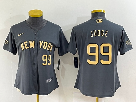 Women New York Yankees 99 Aaron Judge 2022 All Star Charcoal Stitched Baseball Jersey 28Run Small 29