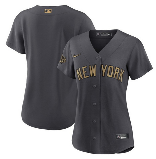 Women New York Yankees Blank 2022 All Star Charcoal Stitched Baseball Jersey 28Run Small 29