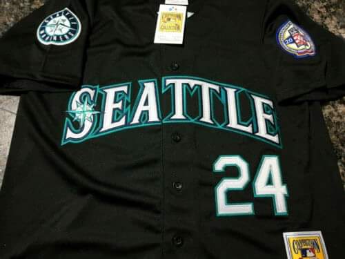 Men Seattle Mariners ken griffey Jr 24 Black MLB jersey Throwback